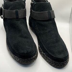 UGG Black Suede Ankle Boots with Strap
